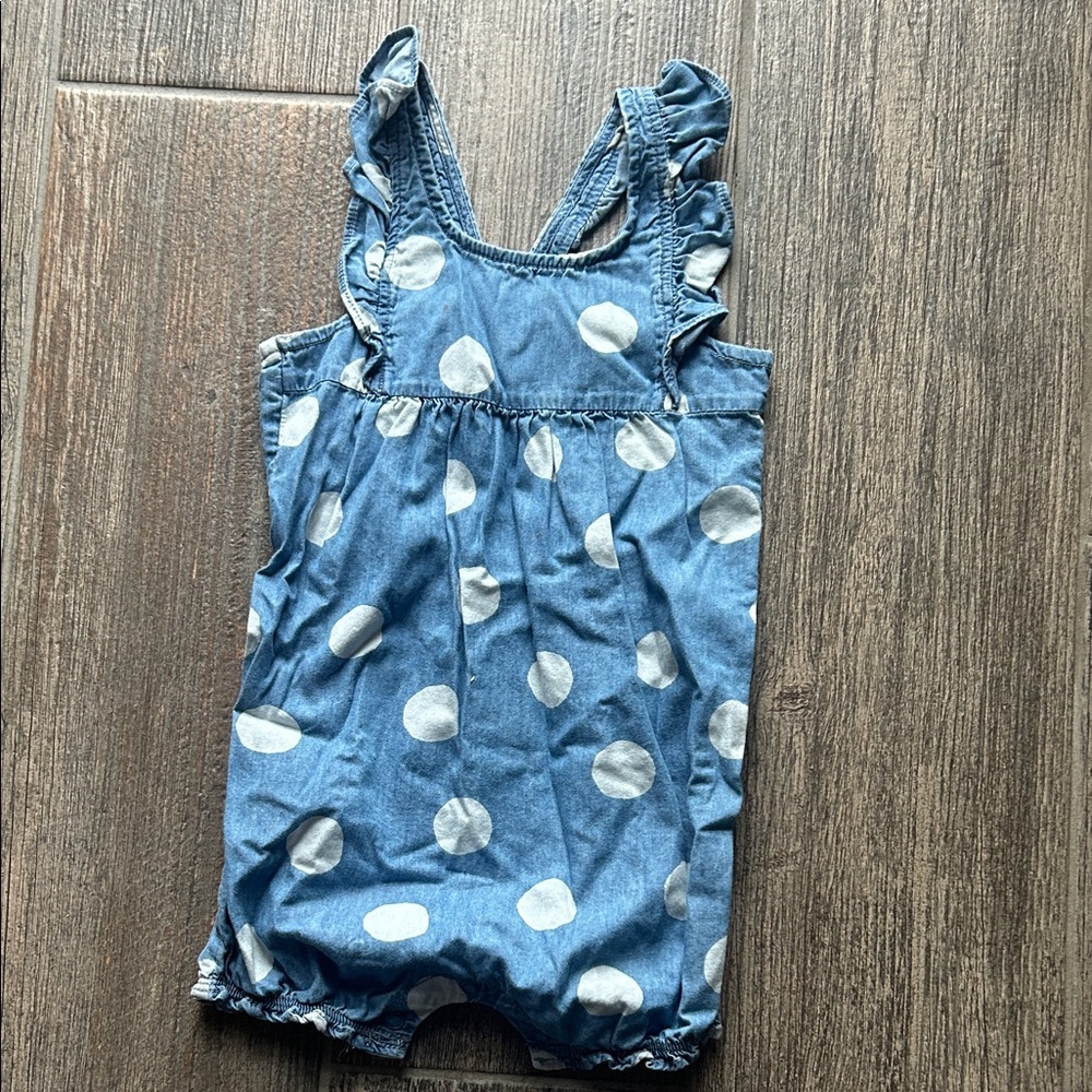 Carter's Denim Blue Romper with White Dots